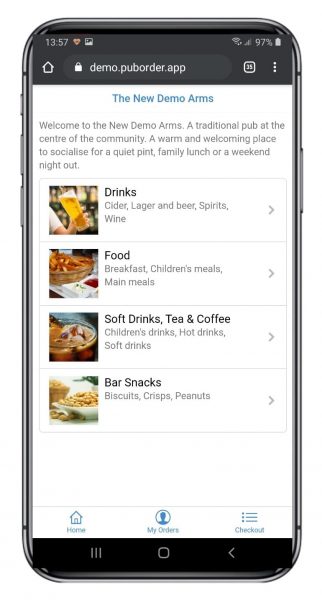 free pub order app home page