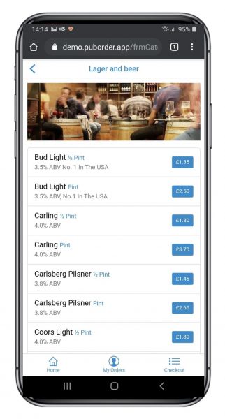 free pub order app - lager and beer
