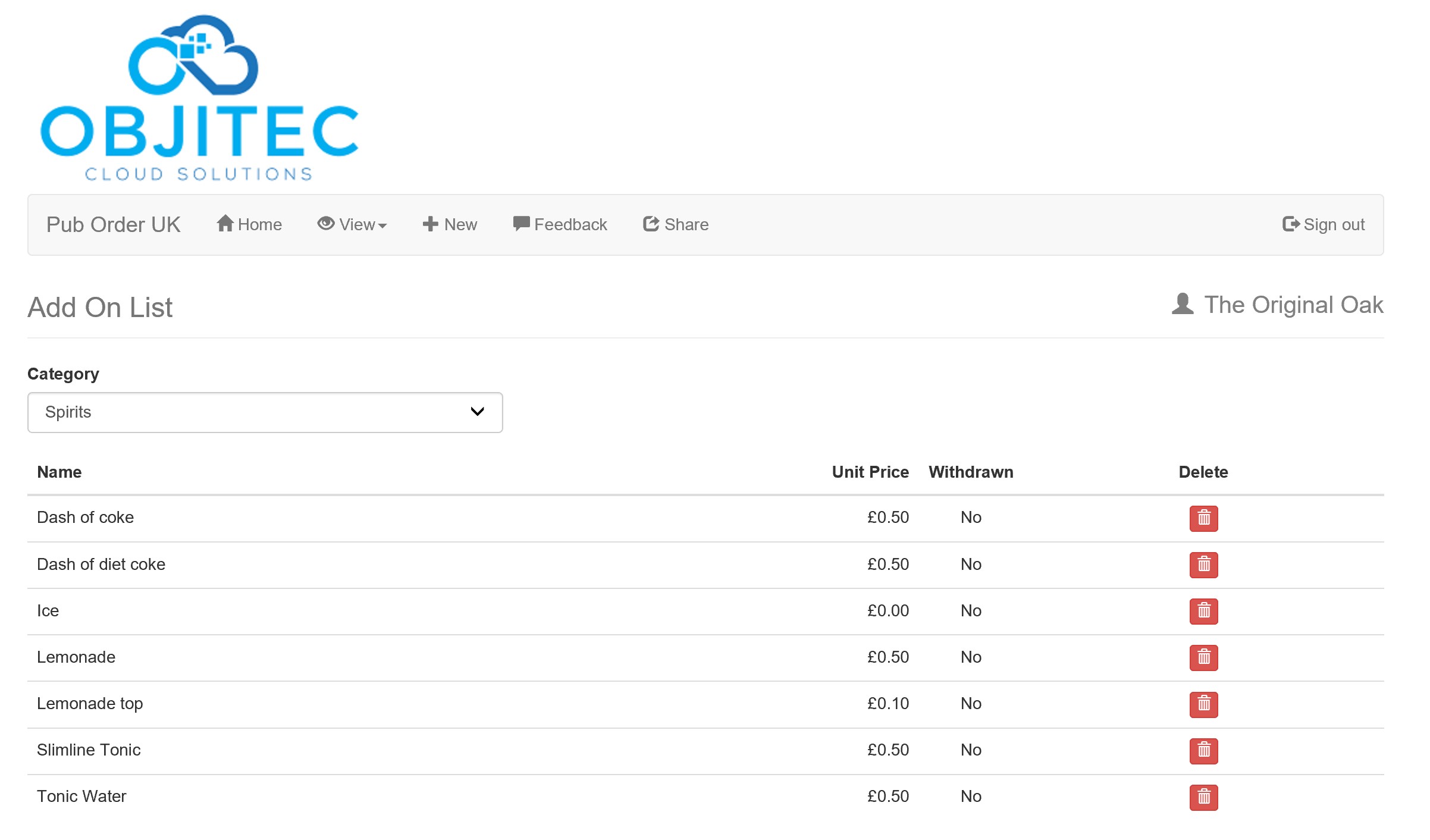 some-example-add-ons pub order - some example add ons